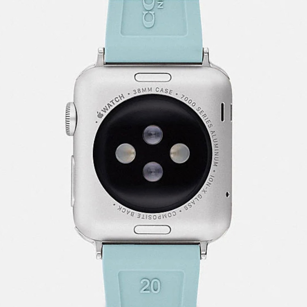 COACH | Signature Embossed Apple Watch Strap, 38 mm & 40 mm Blue/Silver NIB! - Picture 3 of 3